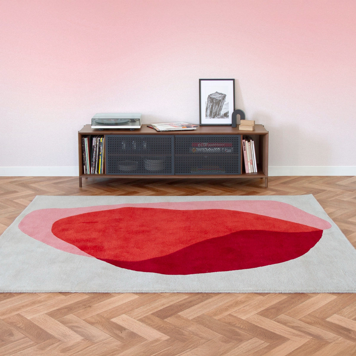 Tapis Jane 183x223cm, Laine de Nouvelle-Zélande, rouge