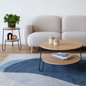 Table basse Eugénie 70cm, chêne naturel, métal gris ardoise mat