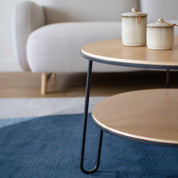 Table basse Eugénie 70cm, chêne naturel, métal gris ardoise mat