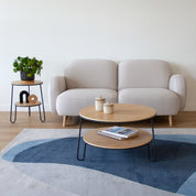 Guéridon Anatole, chêne naturel, métal gris ardoise mat