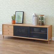 Buffet Gabin 162cm avec tiroirs, chêne naturel, métal gris ardoise mat