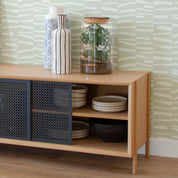 Buffet Gabin 162cm avec tiroirs, chêne naturel, métal gris ardoise mat