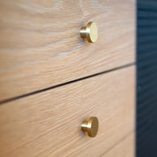 Buffet Gabin 162cm avec tiroirs, chêne naturel, métal gris ardoise mat