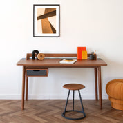 Bureau Honoré, noyer, laqué gris ardoise