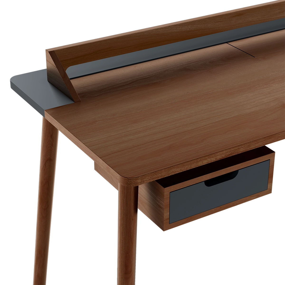 Bureau Honoré, noyer, laqué gris ardoise