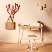 Bureau Victor, chêne naturel, métal blanc irisé