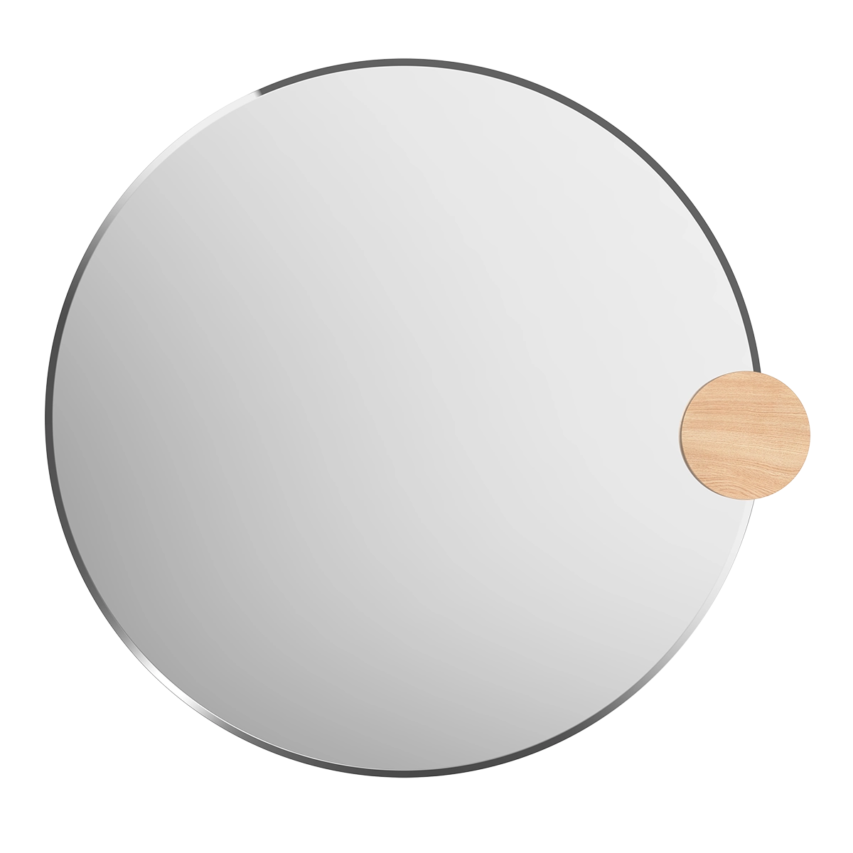 Sonia Round Mirror 90cm, natural glass, oak