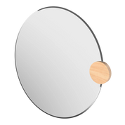 Sonia Round Mirror 90cm, natural glass, oak