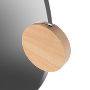 Sonia Round Mirror 90cm, natural glass, oak