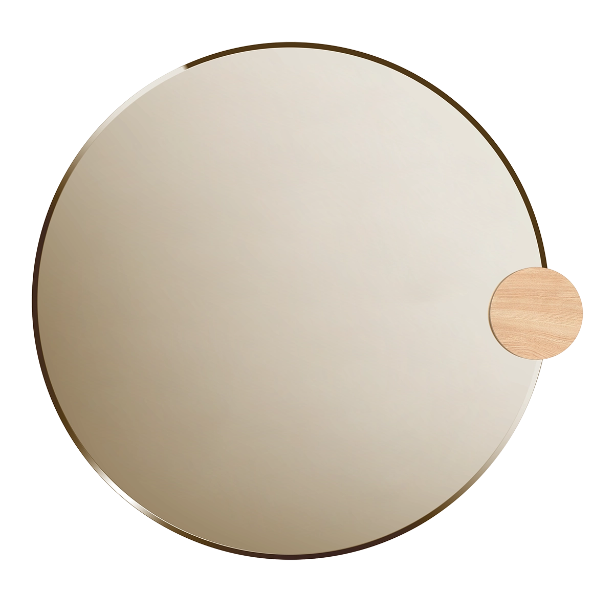 Sonia Round Mirror 90cm, smoked glass, oak