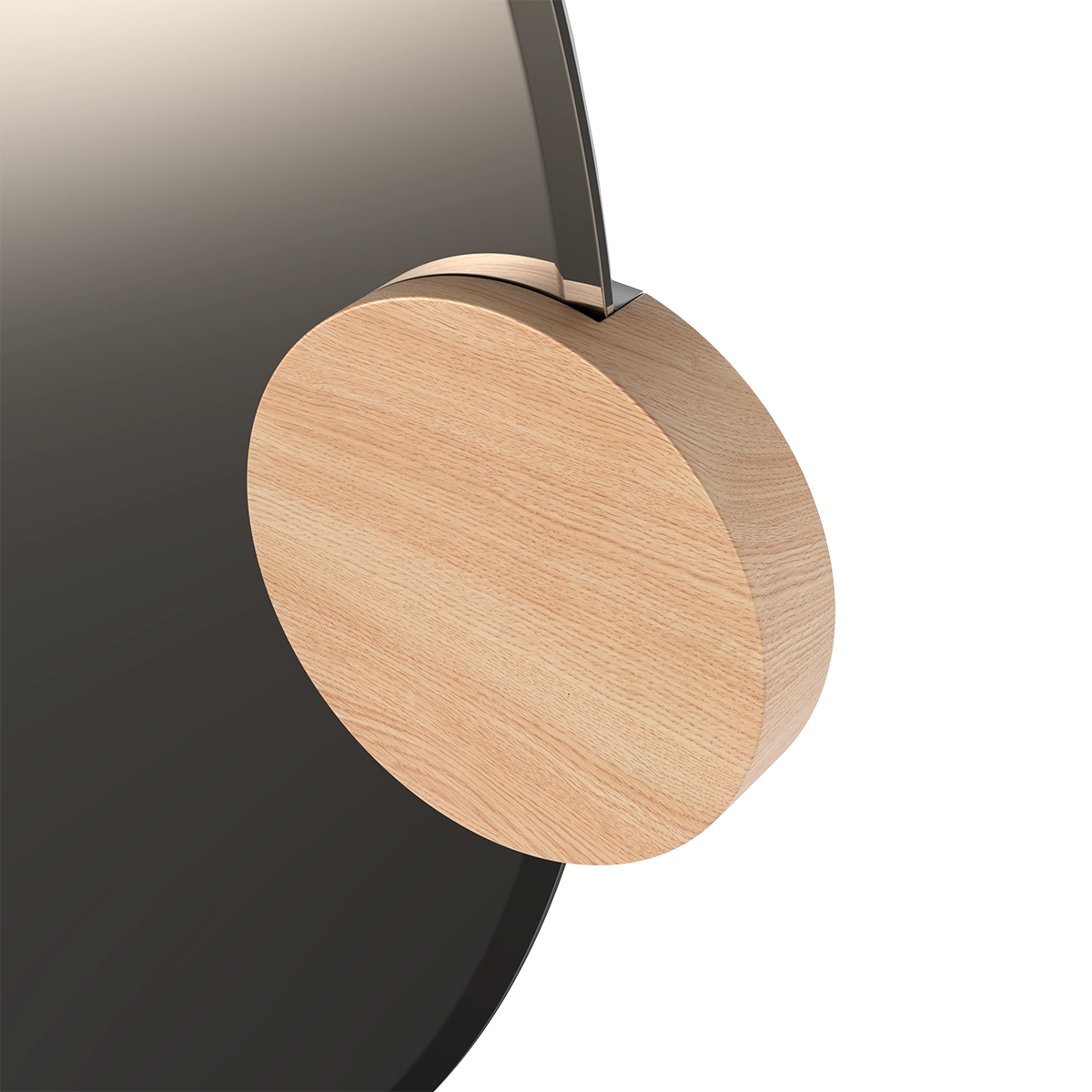 Sonia Round Mirror 90cm, smoked glass, oak