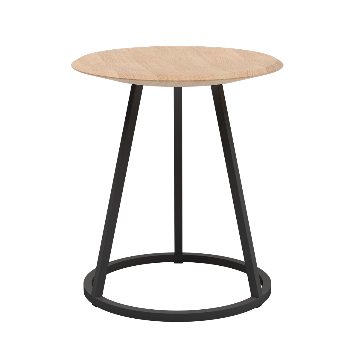 Tabouret Gustave 45cm, frêne naturel, métal noir