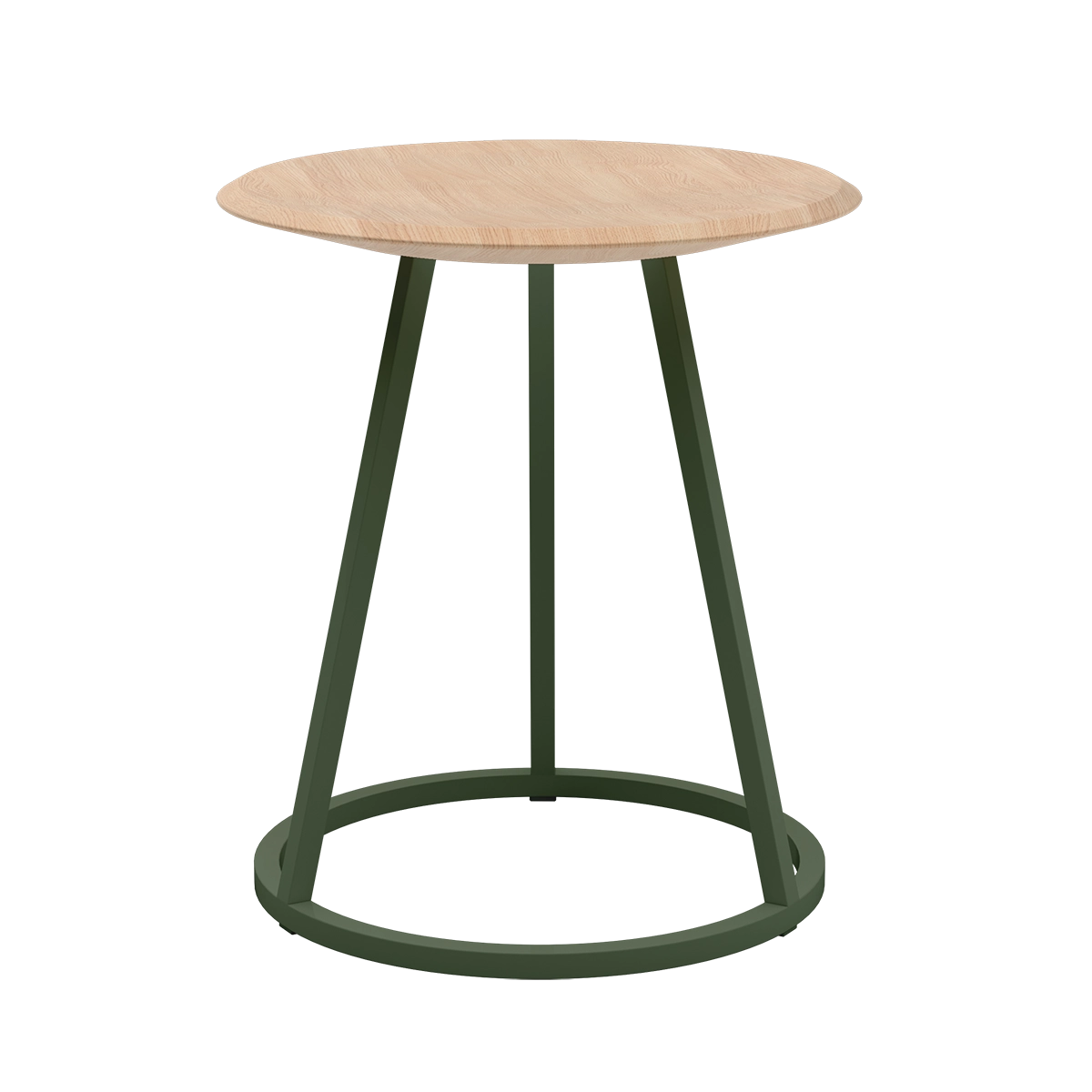 Tabouret Gustave 45cm, frêne naturel, métal vert cendré