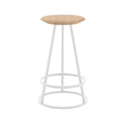 Tabouret haut Gustave 65cm, frêne naturel, métal blanc