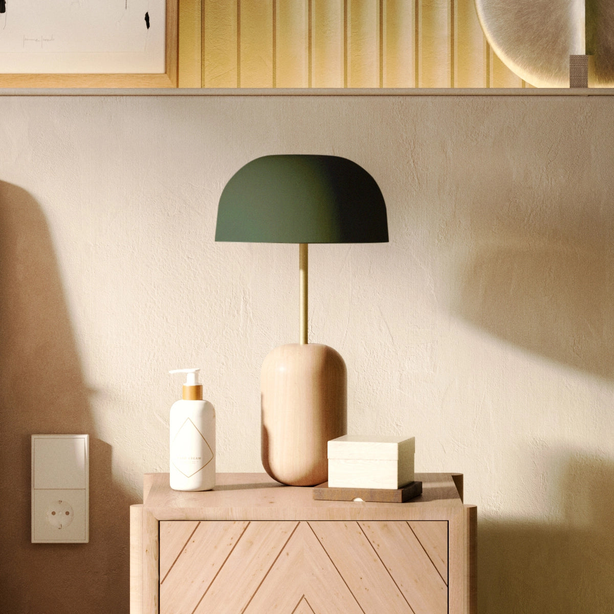 Nina table lamp, ashen green shade