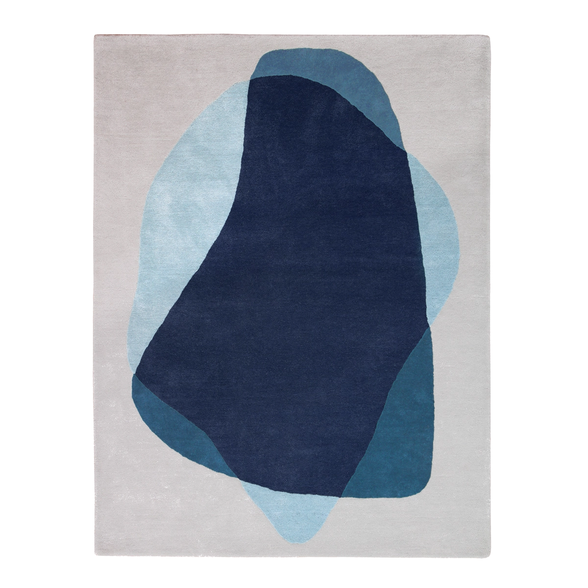 Tapis Serge 183x223cm, Laine de Nouvelle-Zélande, bleu/gris