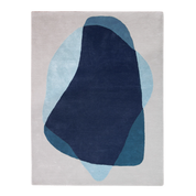 Tapis Serge 183x223cm, Laine de Nouvelle-Zélande, bleu/gris