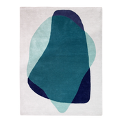 Tapis Serge 183x223cm, Laine de Nouvelle-Zélande, vert/bleu