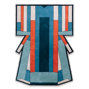 Tapis Ines bleu/terracotta 170x240cm, Laine de Nouvelle-Zélande