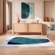 Tapis Serge 183x223cm, Laine de Nouvelle-Zélande, vert/bleu