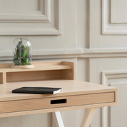 Hyppolite secretary, natural oak, iridescent white metal
