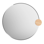 Sonia Round Mirror 90cm, natural glass, oak