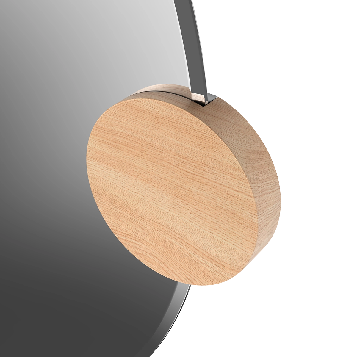 Sonia Round Mirror 90cm, natural glass, oak