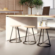 Tabouret Gustave 45cm, frêne naturel, métal gris ardoise