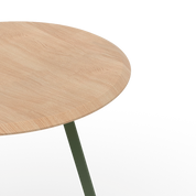 Tabouret Gustave 45cm, frêne naturel, métal vert cendré