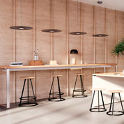 Tabouret haut Gustave 65cm, frêne naturel, métal noir