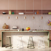 Tabouret haut Gustave 65cm, frêne naturel, métal vert cendré