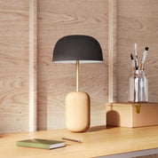 Lampe à poser Nina, pied frêne, abat-jour gris ardoise