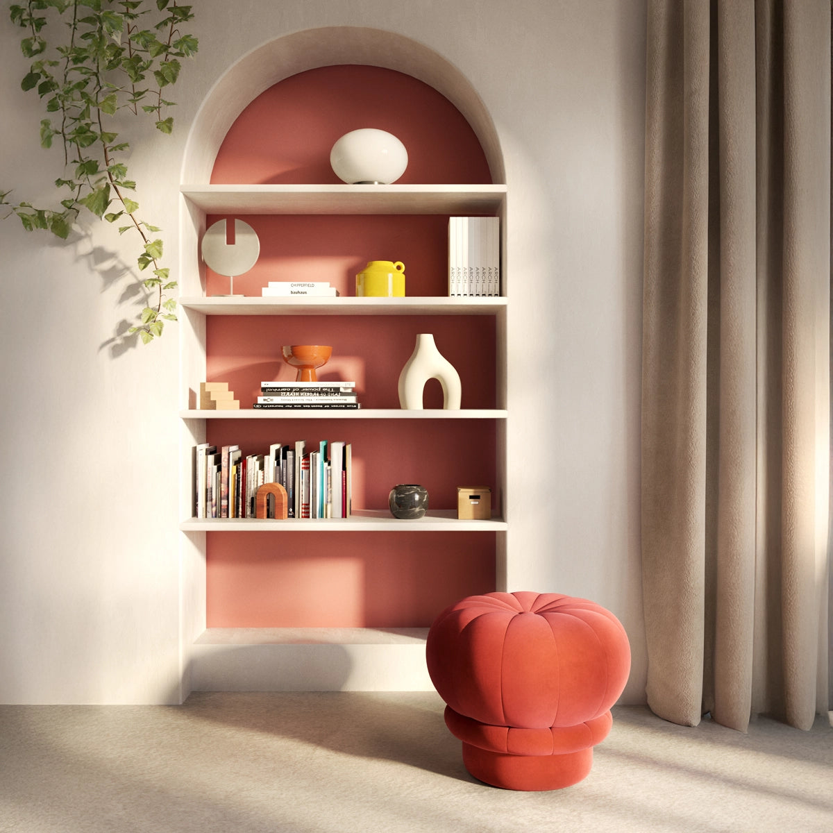 Pouf Claudie, Rouge Garance
