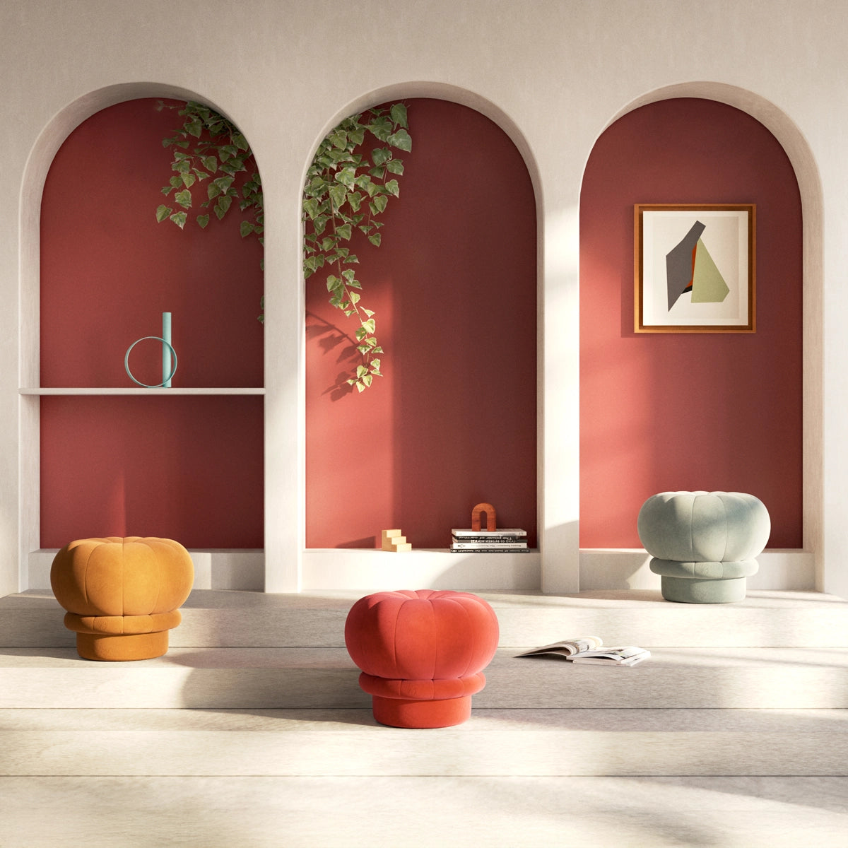 Pouf Claudie, Rouge Garance