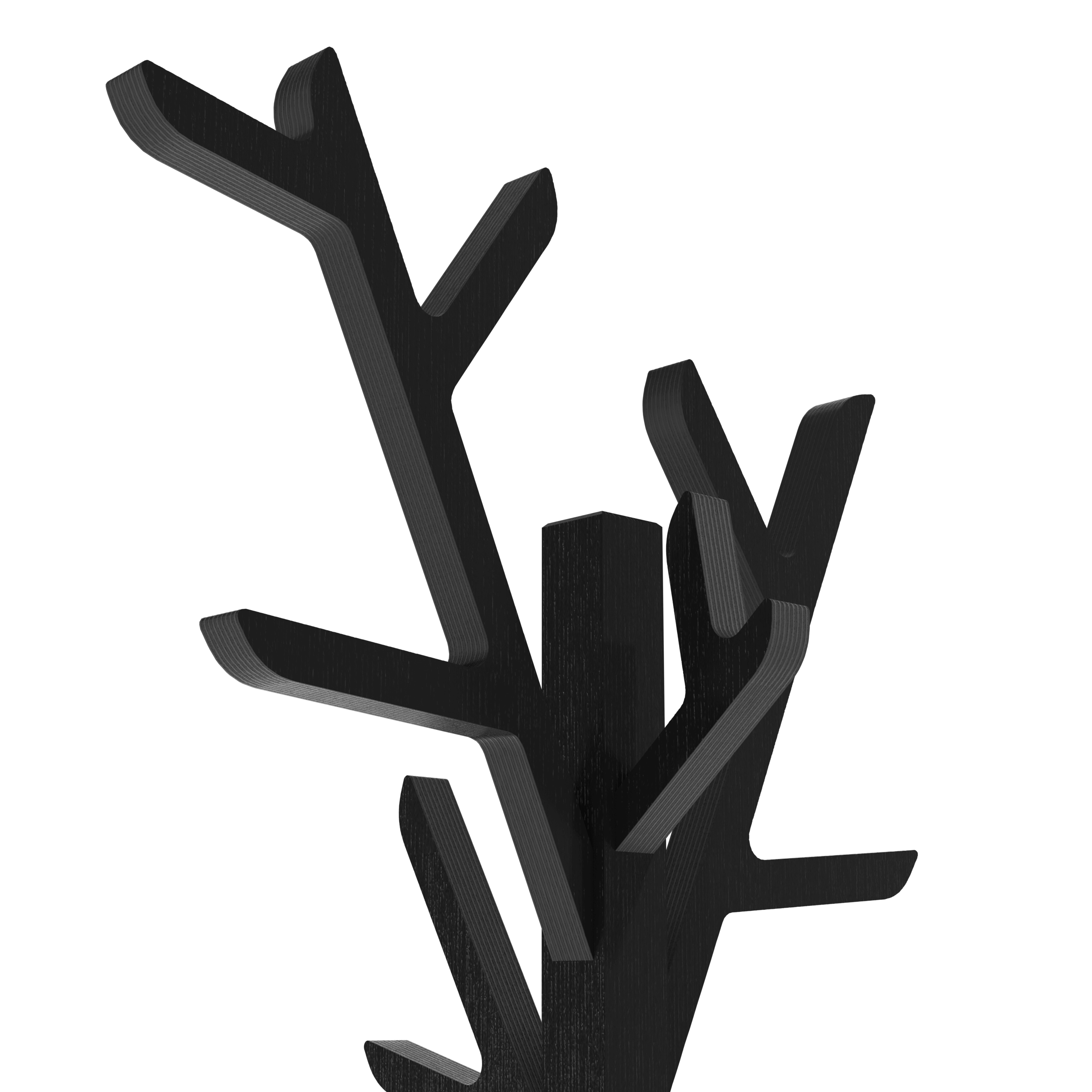 Portemanteau sur pied 158cm Ambroise, chêne teinté noir