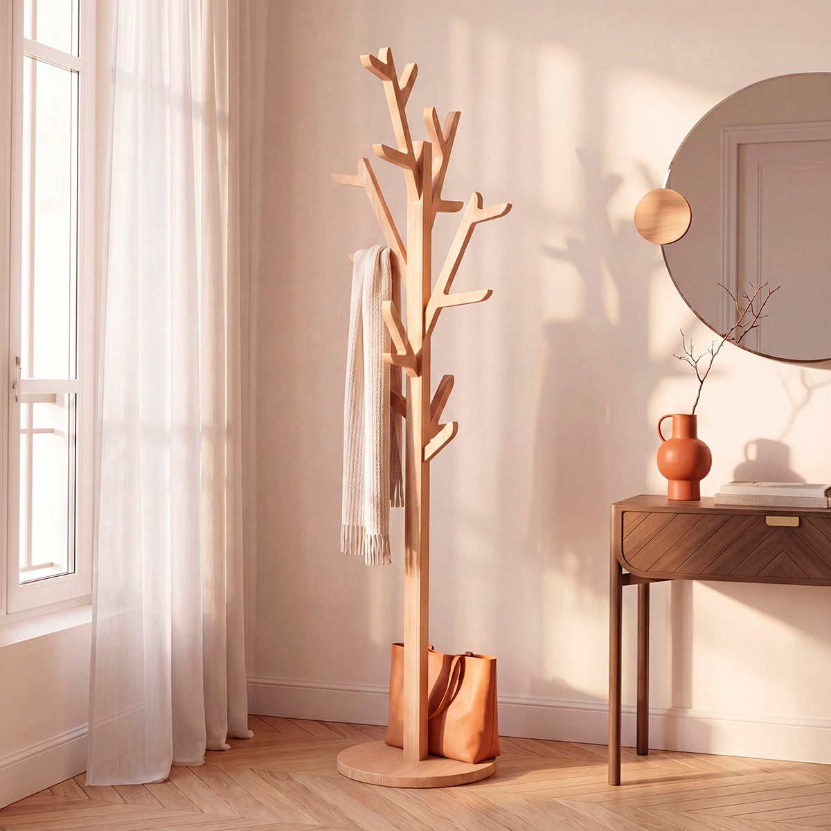 Portemanteau sur pied 180cm Ambroise, chêne naturel