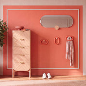 Patère Fernand Verticale, frêne naturel, corail épicé