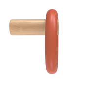 Patère Fernand Horizontale, frêne naturel/corail épicé