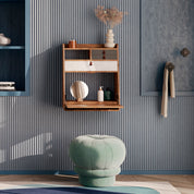 Gaston 60 cm wall-mounted secretary, walnut, light grey/slate grey drawers