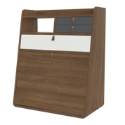 Gaston 60 cm wall-mounted secretary, walnut, light grey/slate grey drawers