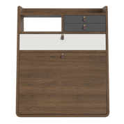Gaston 60 cm wall-mounted secretary, walnut, light grey/slate grey drawers