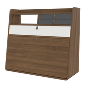 Gaston 80 cm wall-mounted secretary, walnut, light grey/slate grey drawers