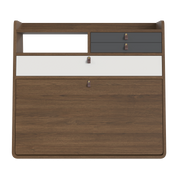 Gaston 80 cm wall-mounted secretary, walnut, light grey/slate grey drawers
