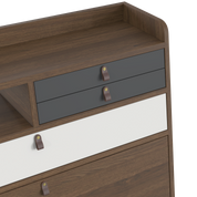 Gaston 80 cm wall-mounted secretary, walnut, light grey/slate grey drawers