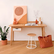 Bureau Honoré, chêne naturel/laqué blanc