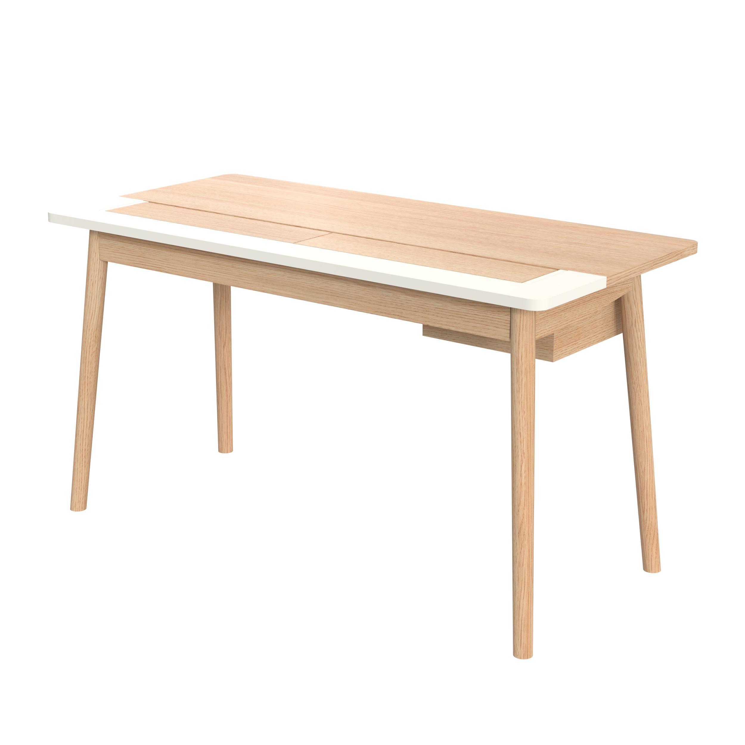 Bureau Honoré, chêne naturel/laqué blanc