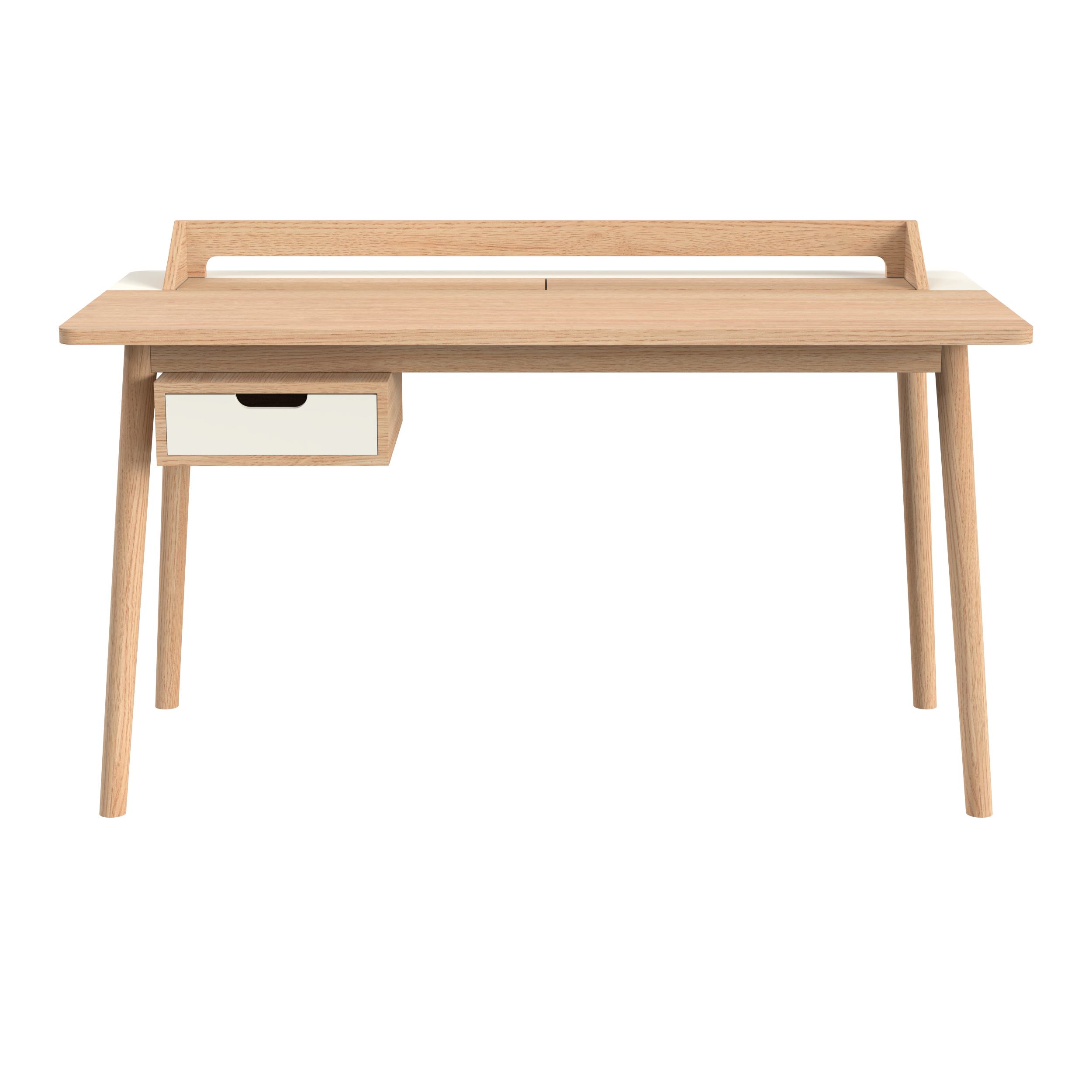 Bureau Honoré, chêne naturel/laqué blanc
