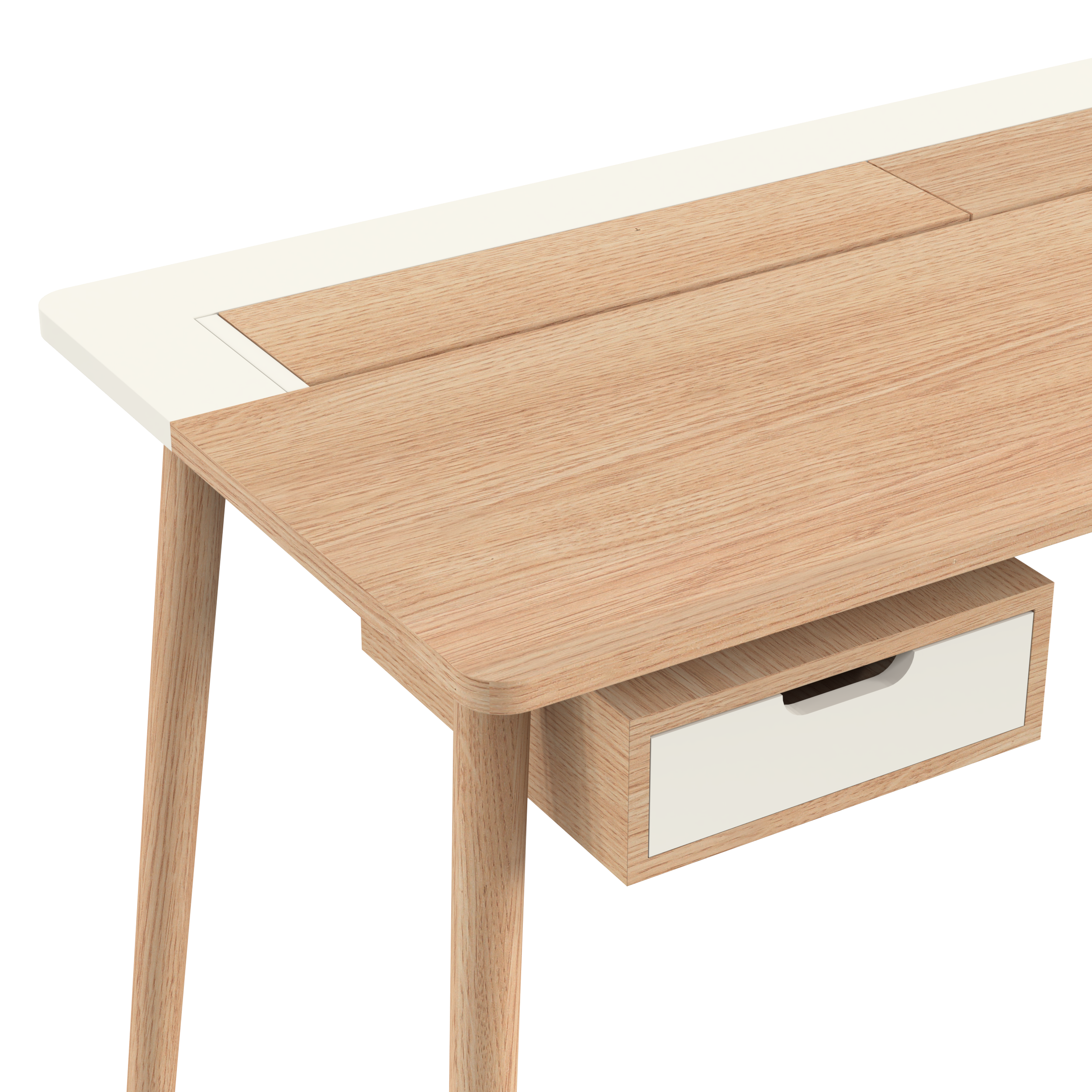 Bureau Honoré, chêne naturel/laqué blanc