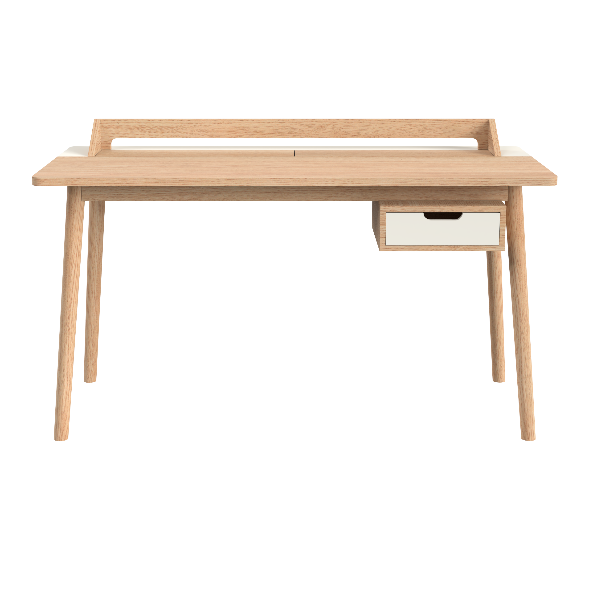 Bureau Honoré, chêne naturel/laqué blanc