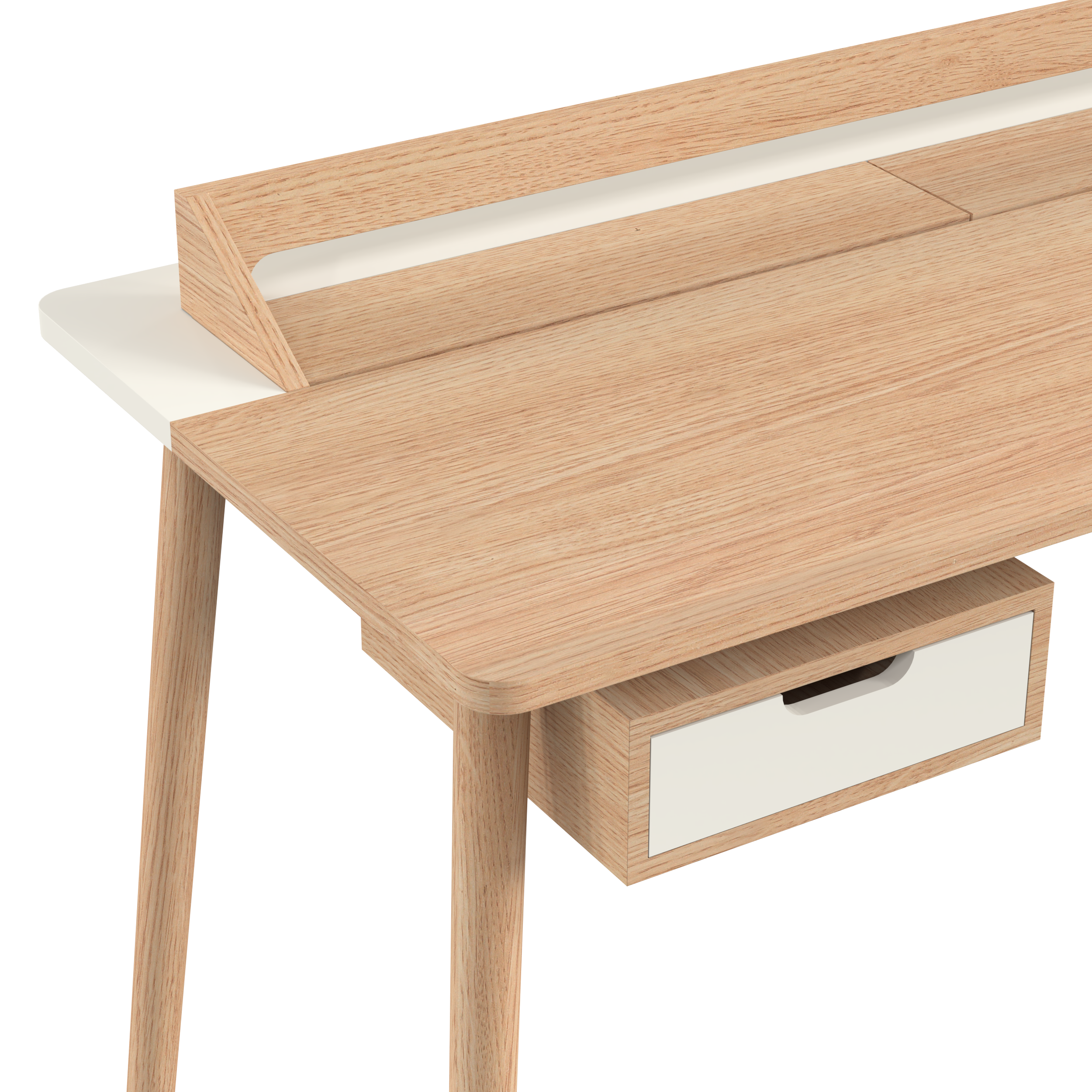Bureau Honoré, chêne naturel/laqué blanc